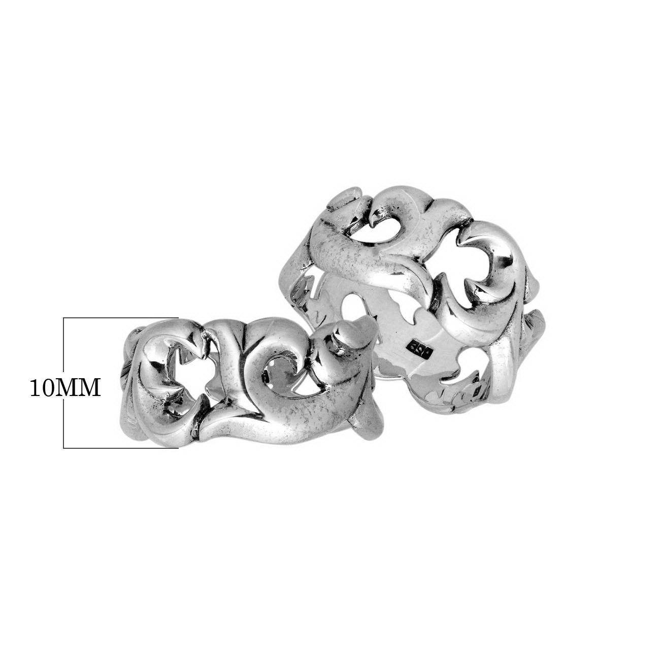 AR-9023-S-6'' Sterling Silver Designer Round Ring With Plain Silver Jewelry Bali Designs Inc 