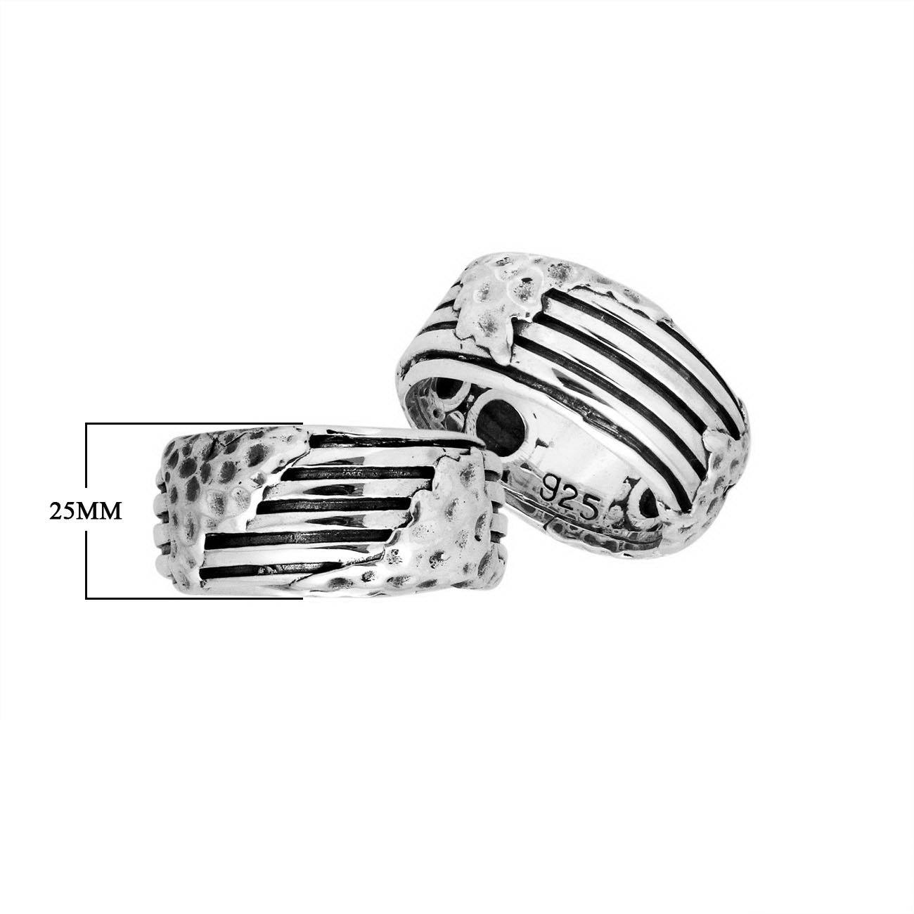 AR-9027-S-6'' Sterling Silver Beautiful Fancy Design Round Ring With Plain Silver Jewelry Bali Designs Inc 