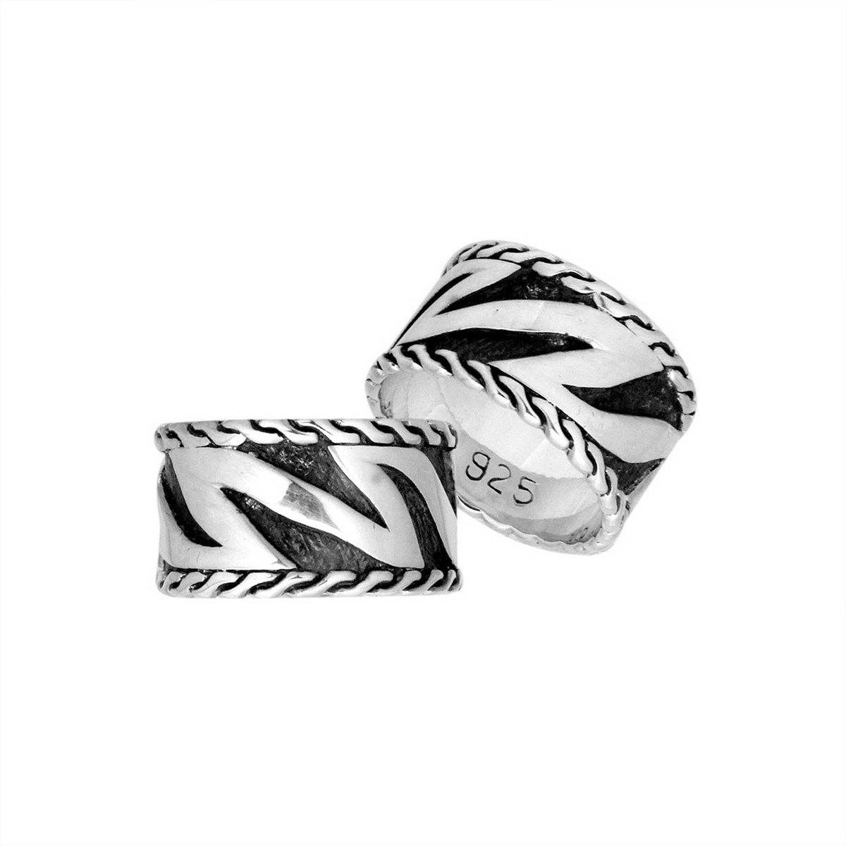Handcrafted Sterling Silver Elegant Fancy Carved Band Ring From Bali.