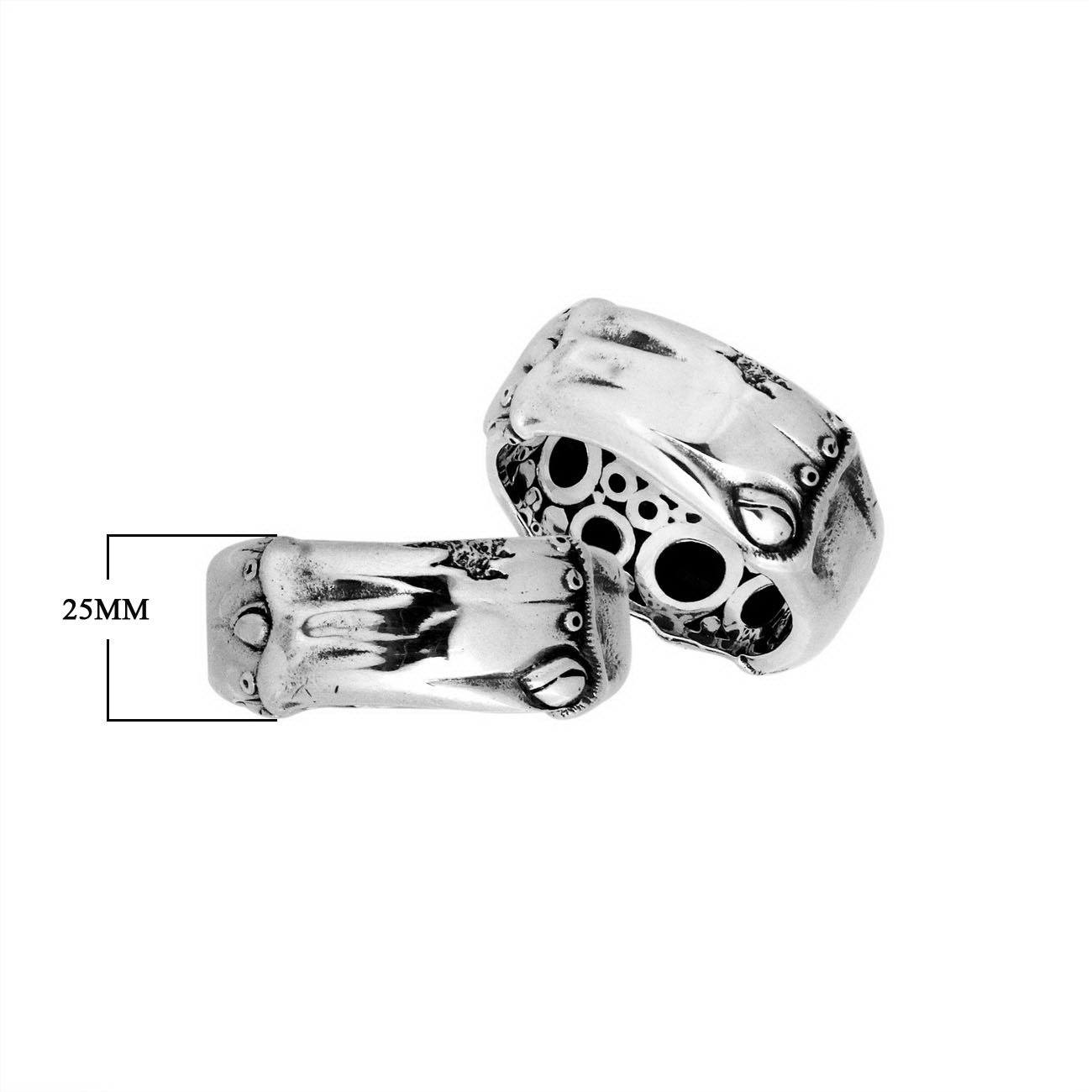 AR-9038-S-6'' Sterling Silver Fancy Design Ring With Plain Silver Jewelry Bali Designs Inc 