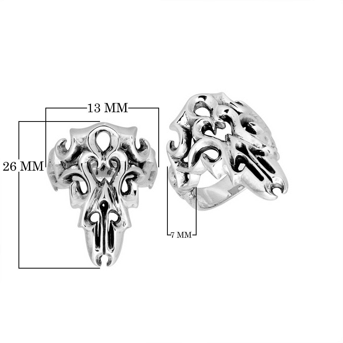 Sterling Silver beautiful fancy designer ring handcrafted in Bali, Indonesia with oxidized artistic detailing