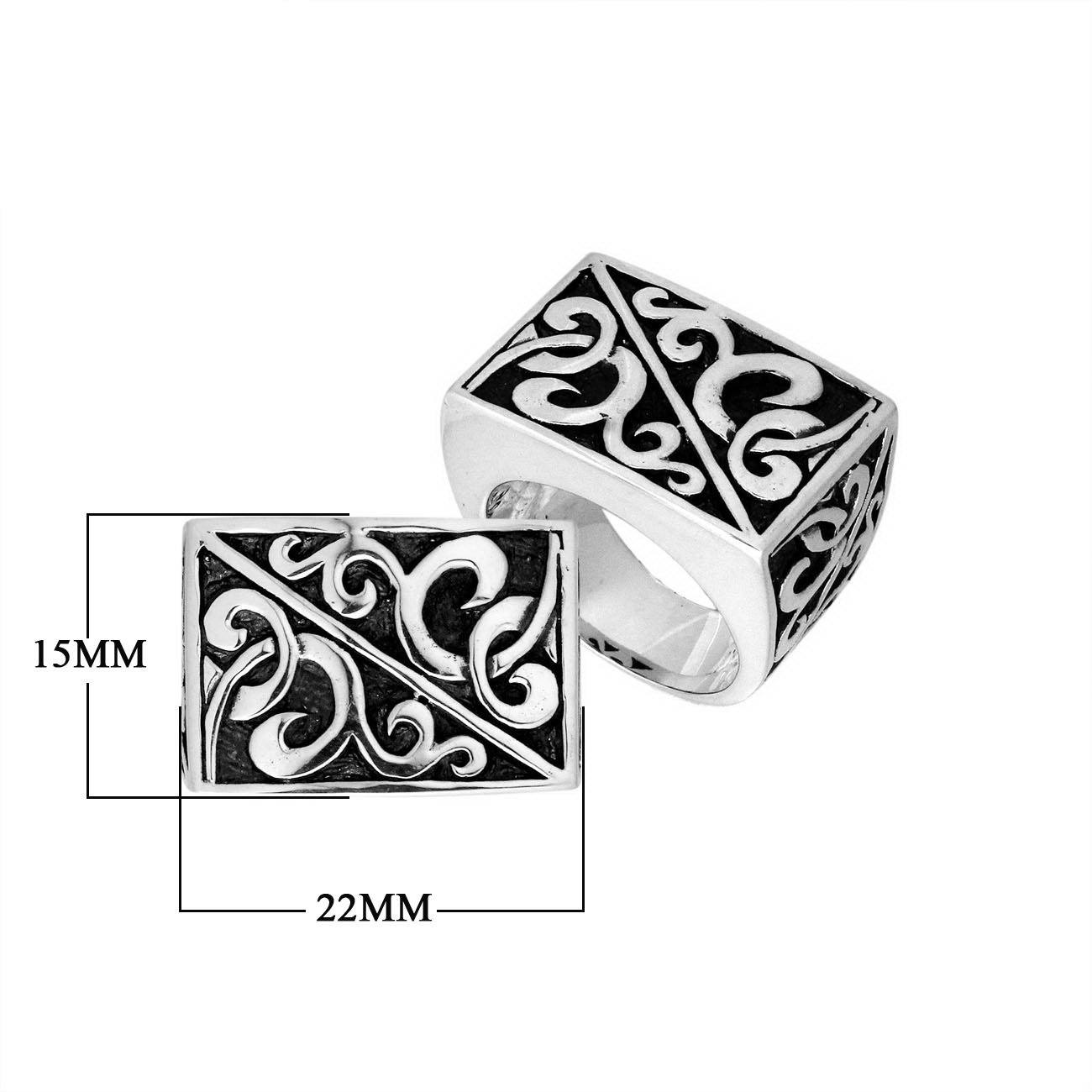 AR-9045-S-6'' Sterling Silver Designer Ring With Plain Silver Jewelry Bali Designs Inc 