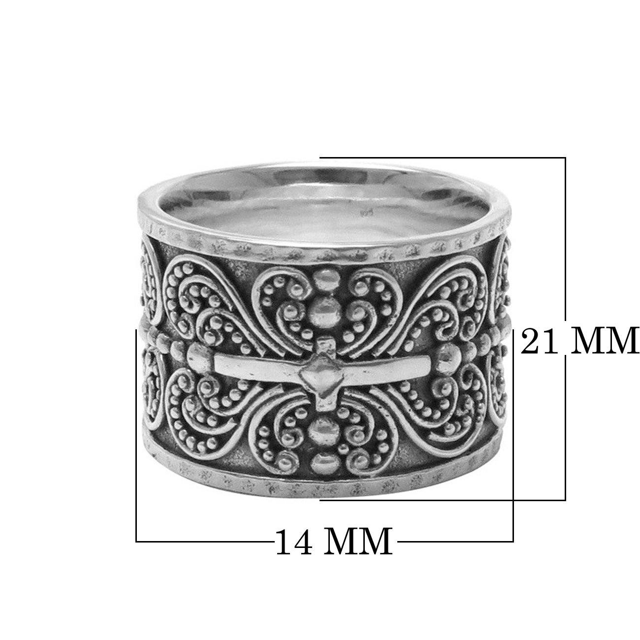Sterling Silver beautiful design round shape ring handcrafted in Bali, Indonesia with filigree bead detailing