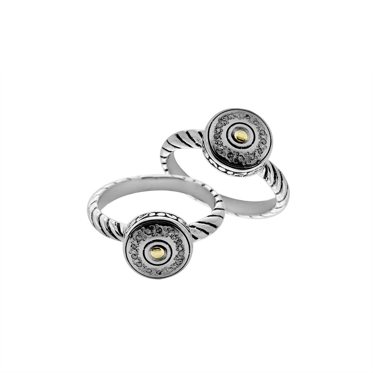 ARG-9073-DY-6" Sterling Silver Ring With 18K Gold And Diamond Jewelry Bali Designs Inc 