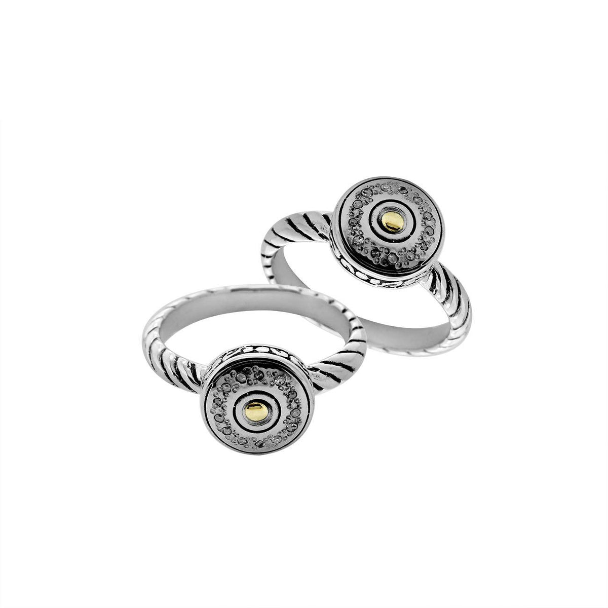 ARG-9073-DY-6" Sterling Silver Ring With 18K Gold And Diamond Jewelry Bali Designs Inc 