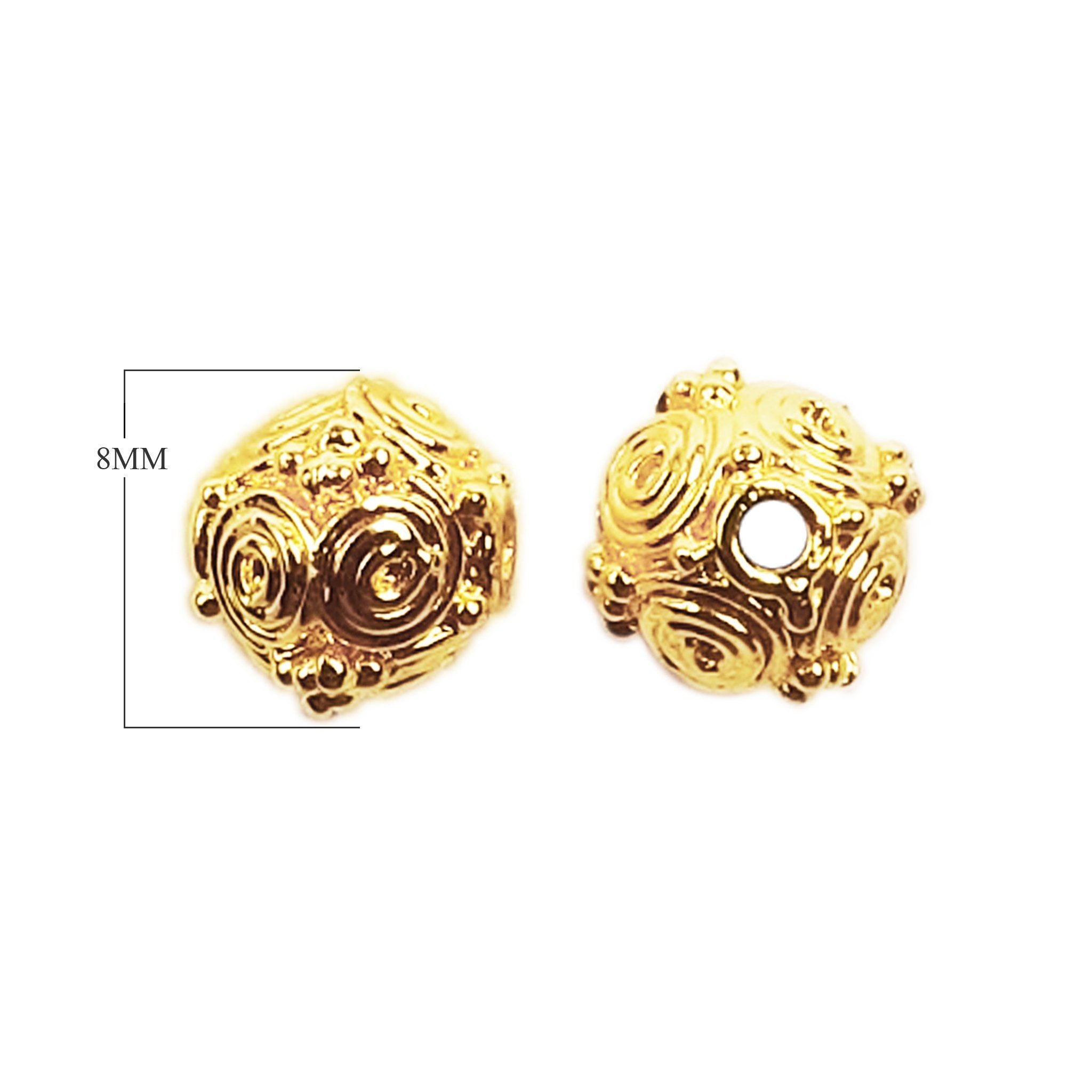 18K gold overlay filigree swirl bead handcrafted in India with copper base.