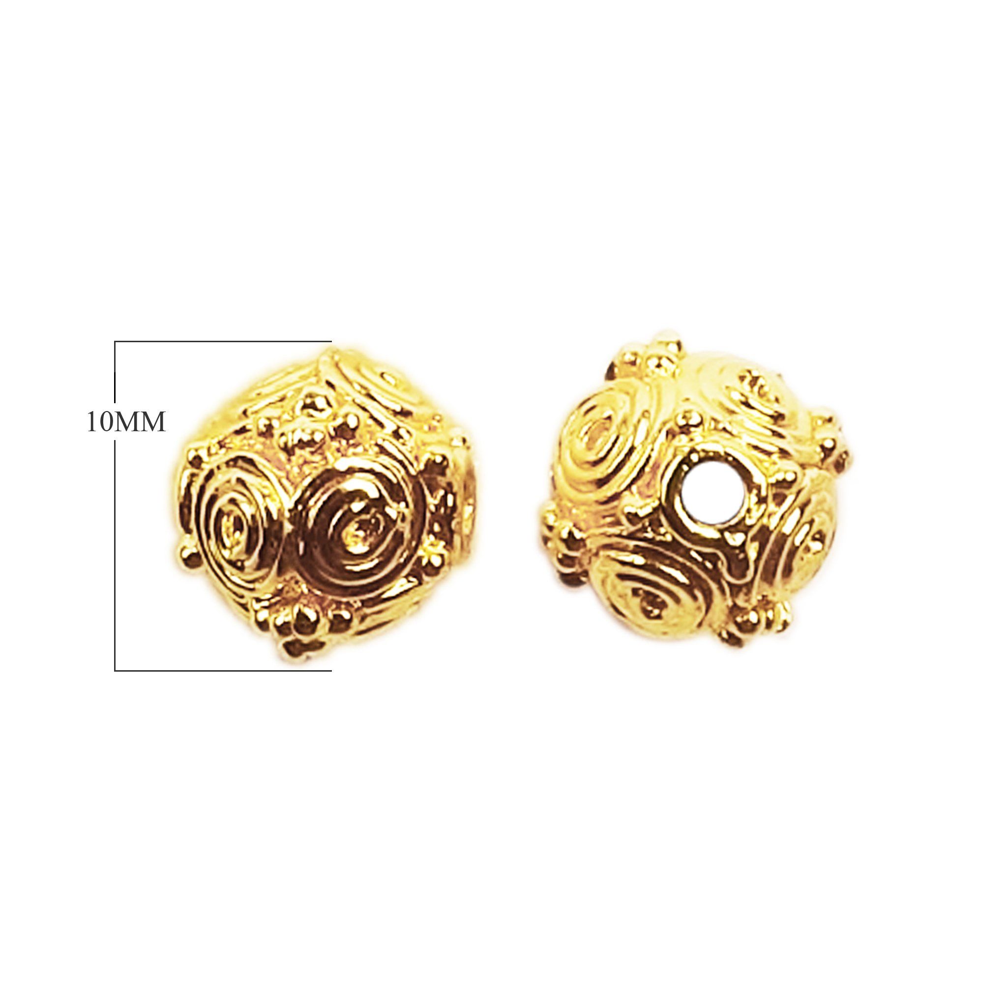 18K gold overlay filigree swirl bead handcrafted in India with copper base.
