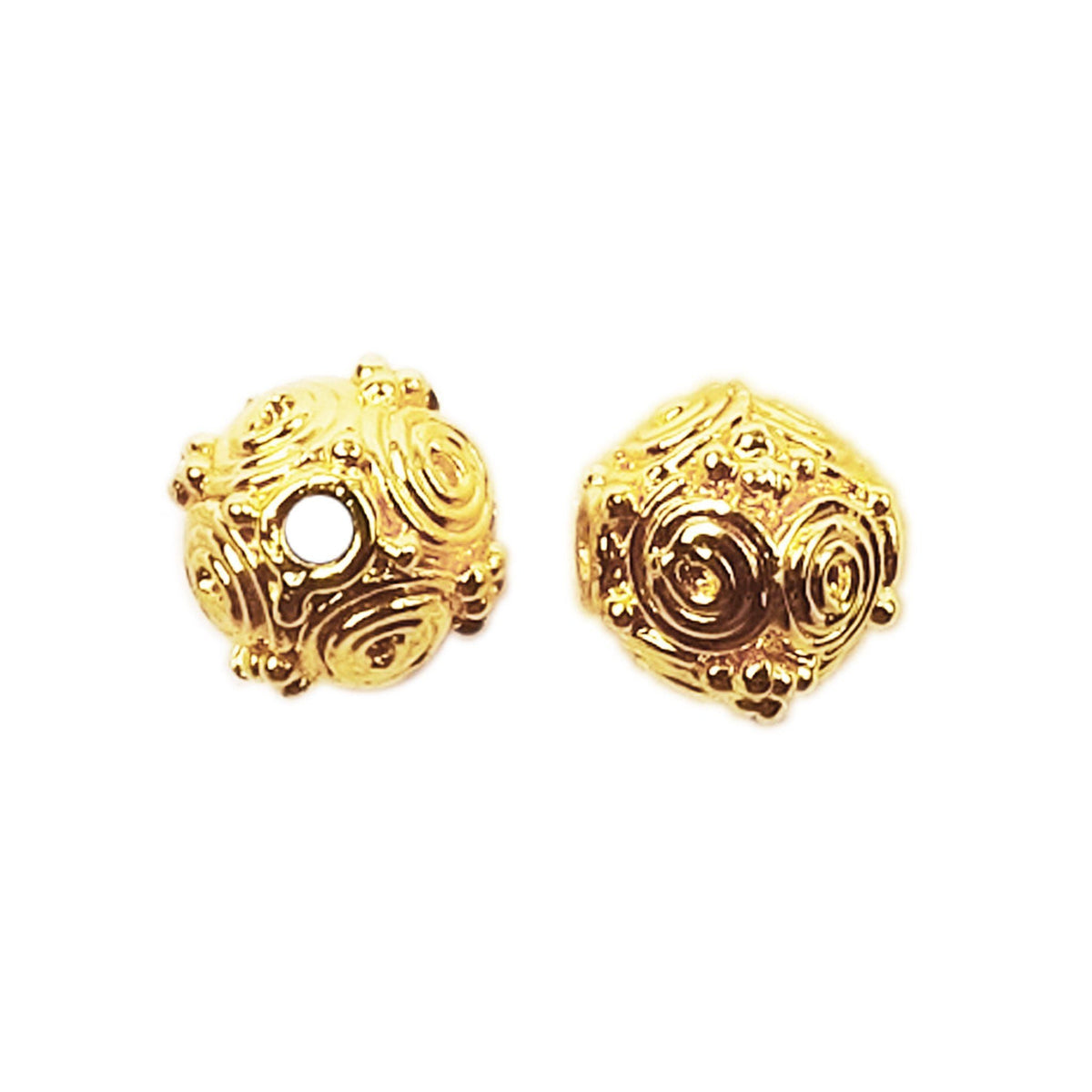 18K gold overlay filigree swirl bead handcrafted in India with copper base.