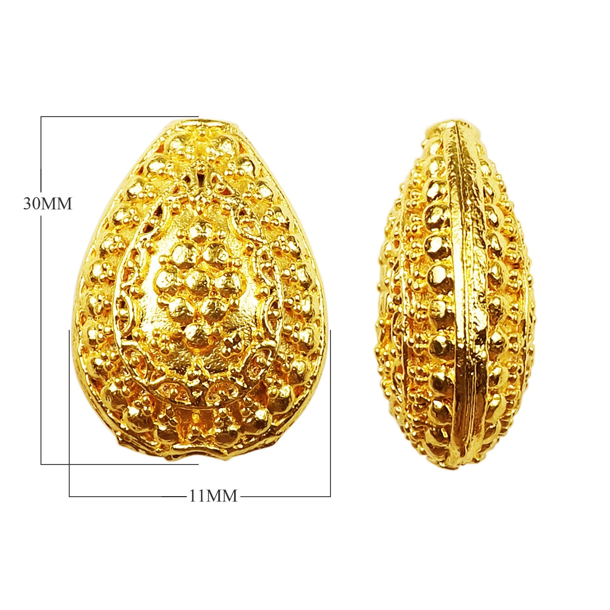 BG-144 18K Gold Overlay Designer Pear Shape Bali Bead Beads Bali Designs Inc 