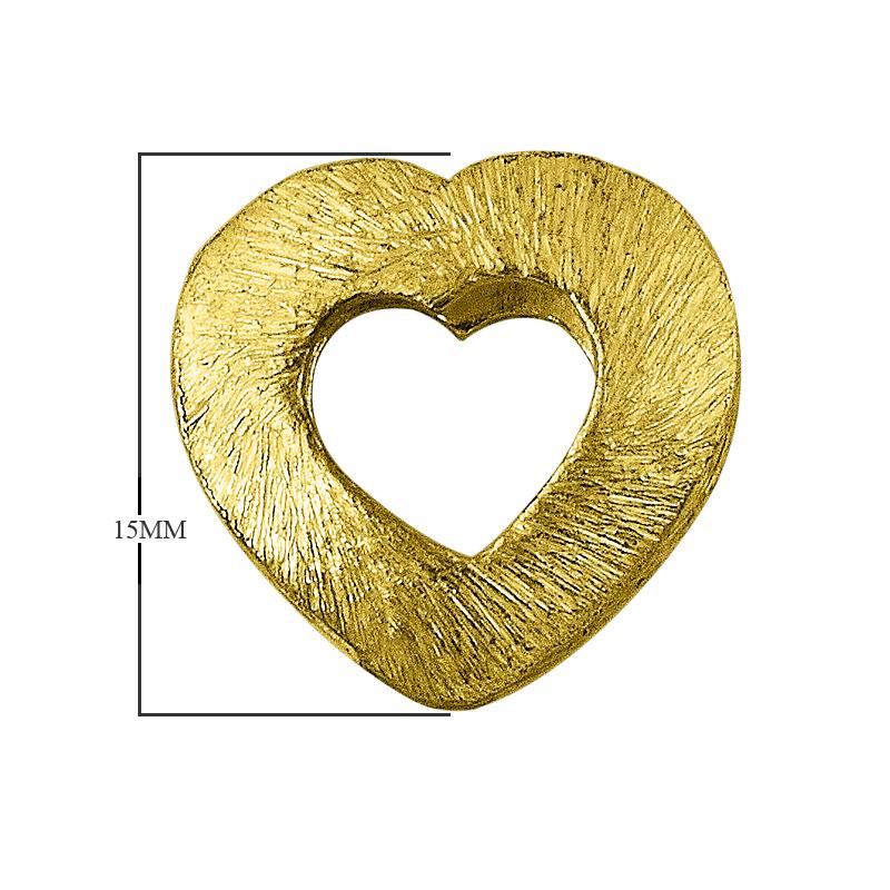 BG-168 18K Gold Overlay Heart Shape Brushed Bead Beads Bali Designs Inc 
