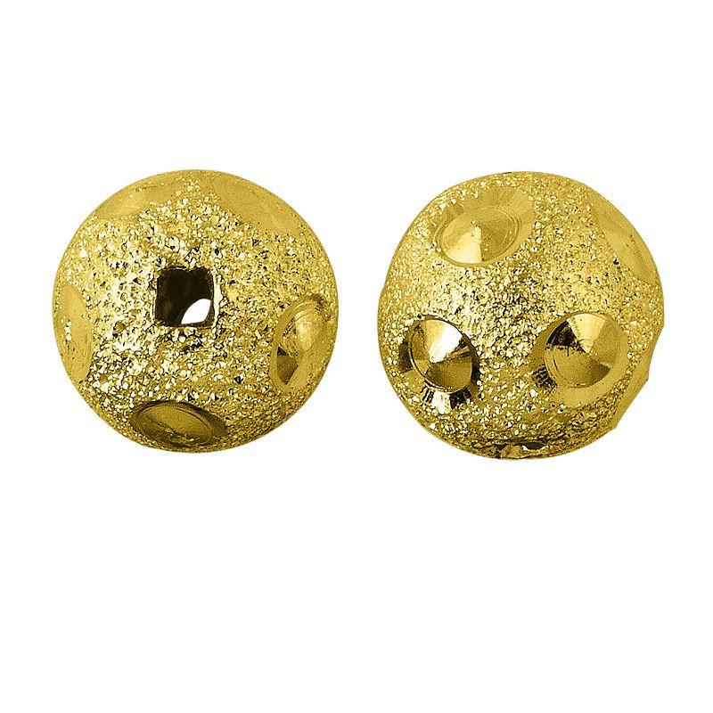 Handcrafted 18K gold overlay copper bead with frosted texture and dome-cut details from India for jewelry making.
