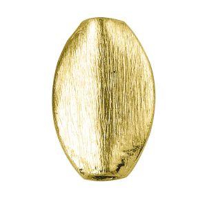 Handcrafted 18K gold overlay brushed oval copper bead from India for jewelry making.