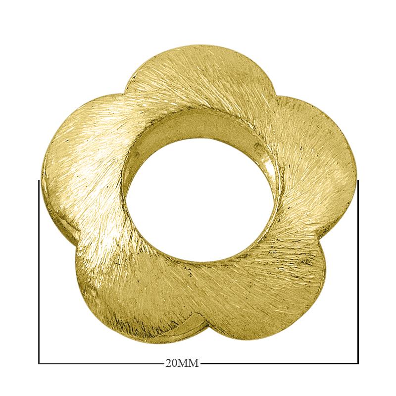 BG-172 18K Gold Overlay Flower Shape Brushed Bead Beads Bali Designs Inc 