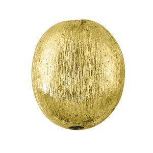 Handcrafted 18K gold overlay brushed oval-round copper bead from India for jewelry making.
