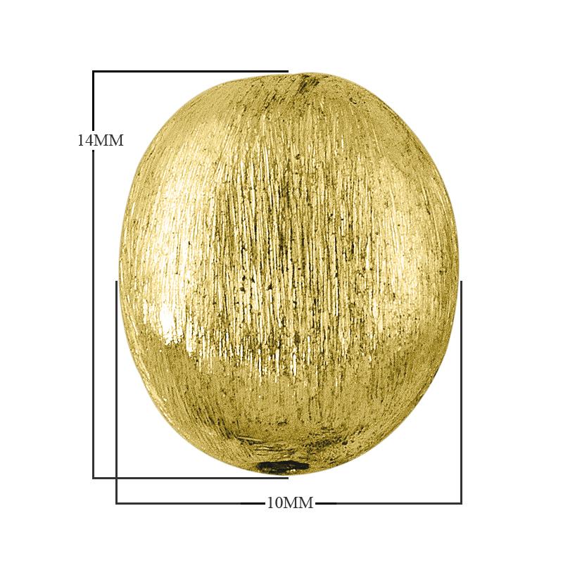 Handcrafted 18K gold overlay brushed oval-round copper bead from India for jewelry making.