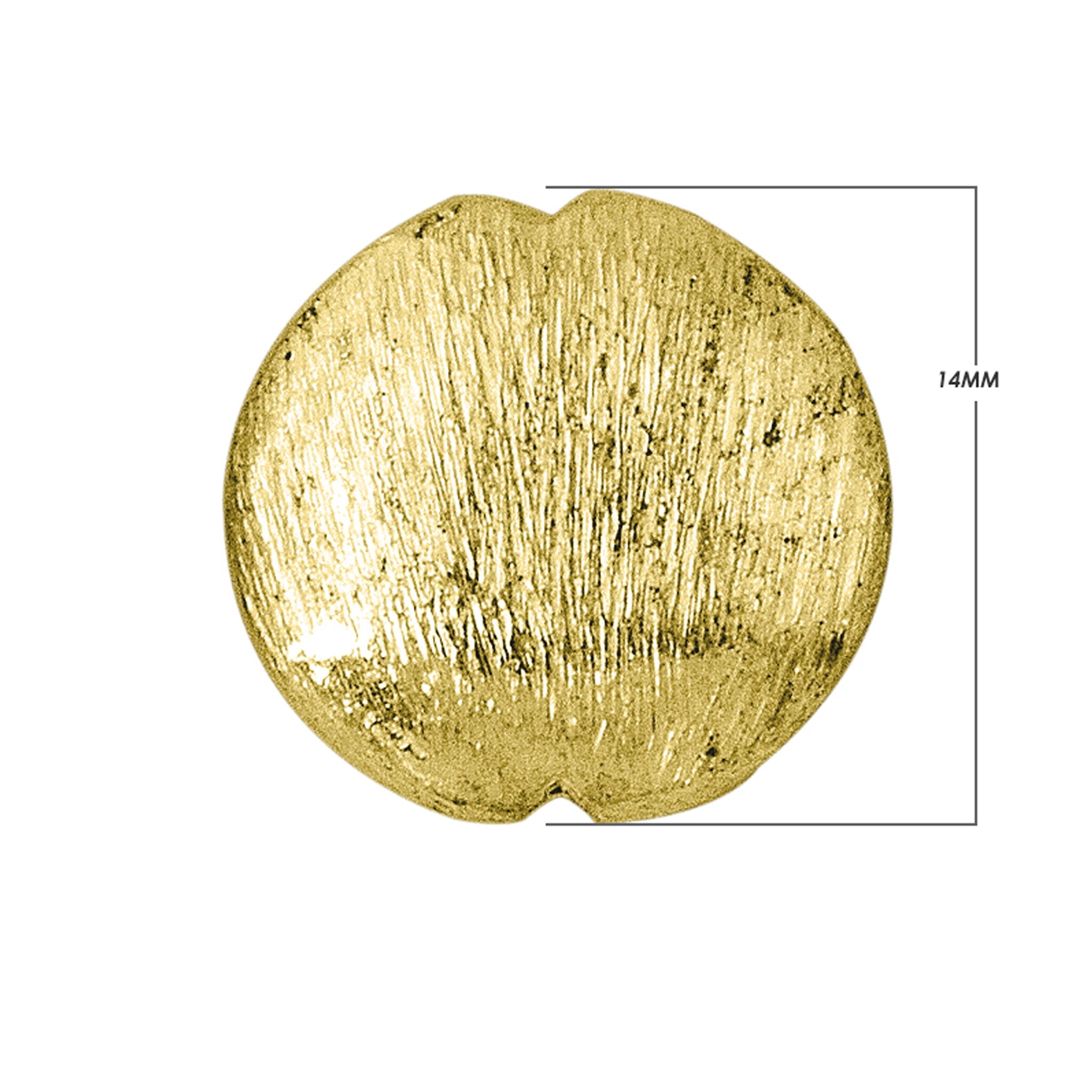 BG-176 18K Gold Overlay Circle Shape Brushed Bead Beads Bali Designs Inc 14MM 