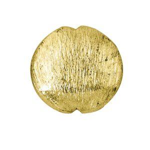 Handcrafted 18K gold overlay brushed coin-shaped copper bead with notch design from India.