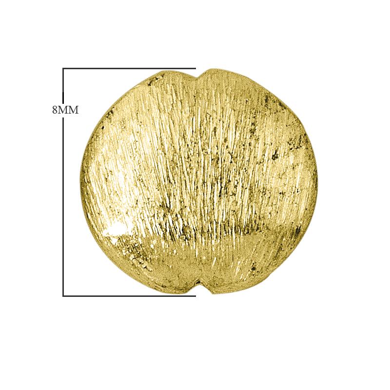Handcrafted 18K gold overlay brushed coin-shaped copper bead with notch design from India.