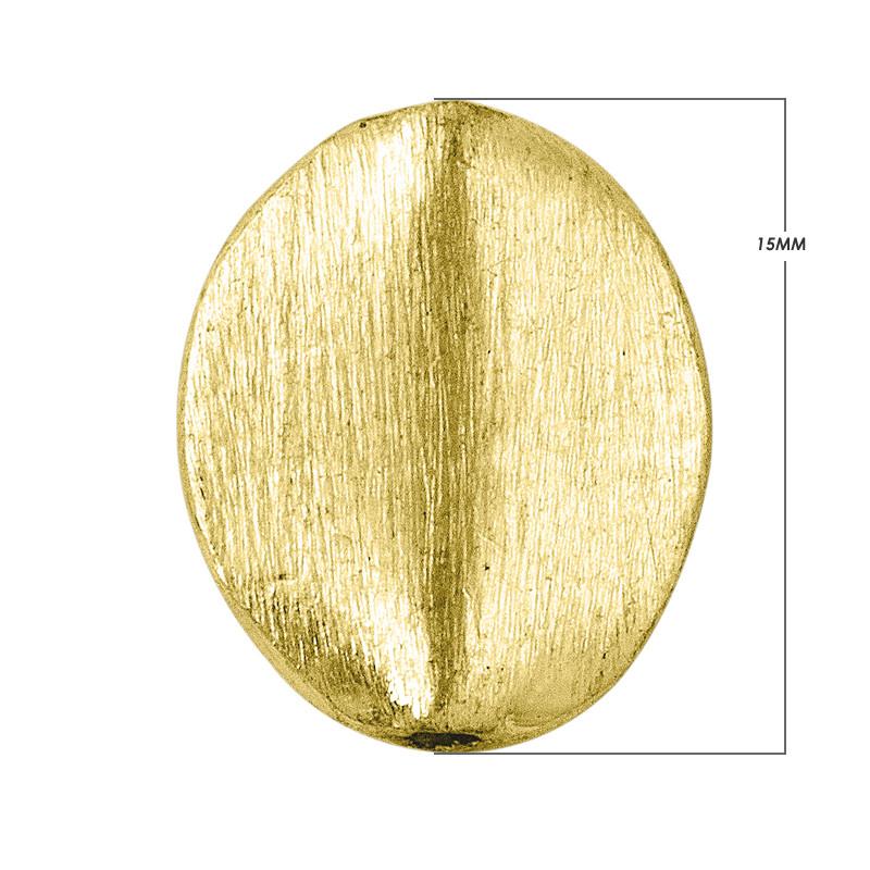 Handcrafted brushed flat oval bead made from copper with 18K gold overlay, crafted in India.
