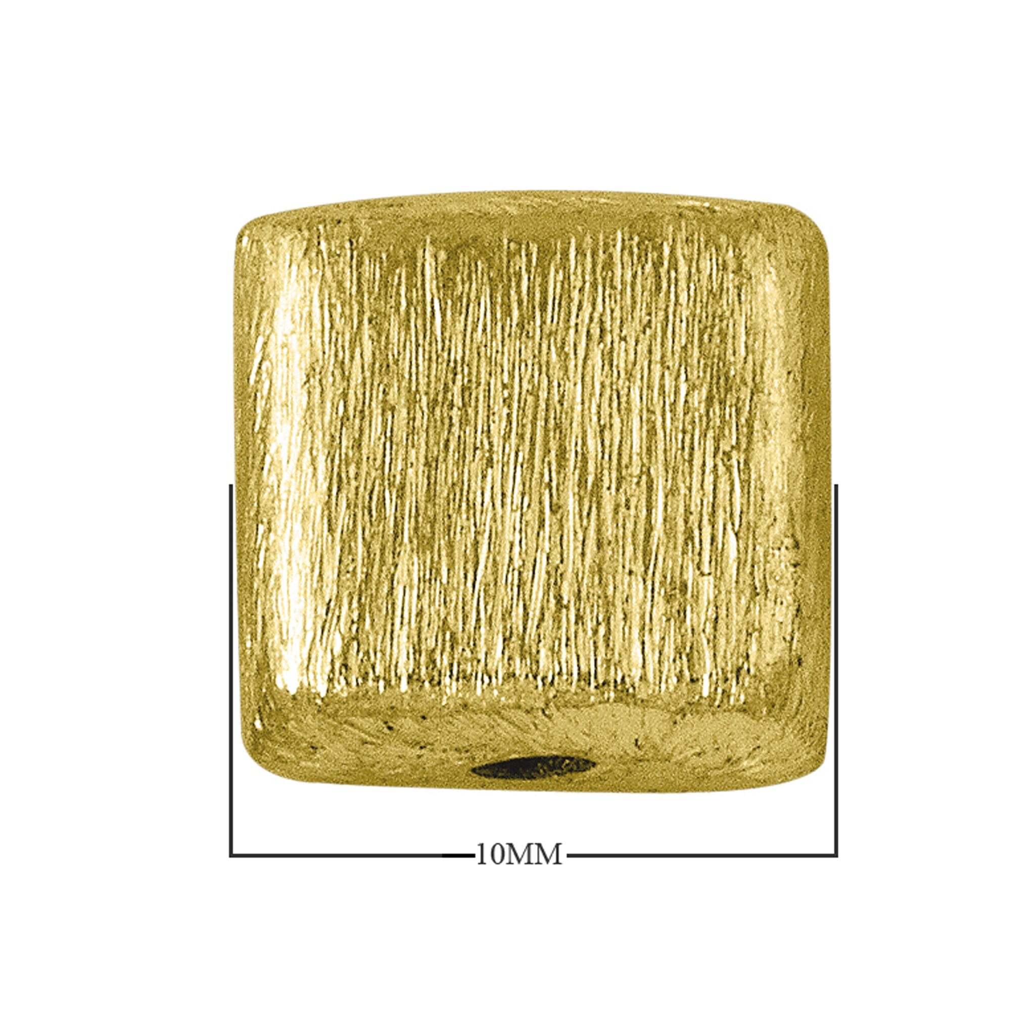 BG-181 18K Gold Overlay Square Shape Brushed Bead Beads Bali Designs Inc 10MM 