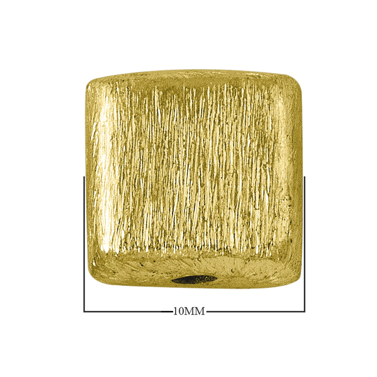 BG-181 18K Gold Overlay Square Shape Brushed Bead Beads Bali Designs Inc 10MM 