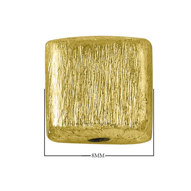 BG-181-8MM 18K Gold Overlay Square Shape Brushed Bead Beads Bali Designs Inc 