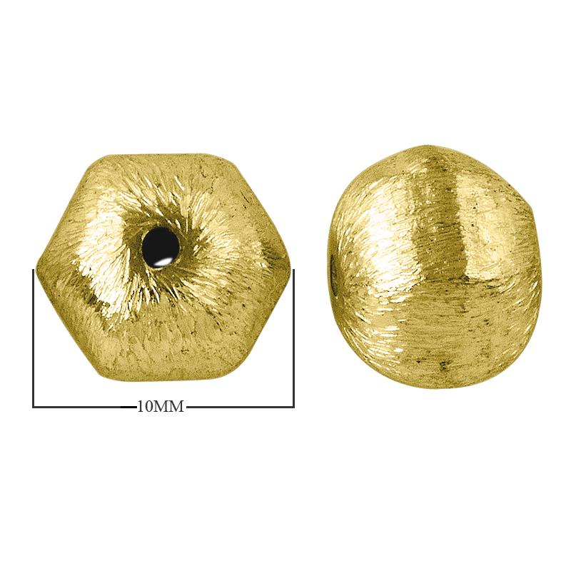 BG-183 18K Gold Overlay Hexagon Shape Brushed Bead Beads Bali Designs Inc 