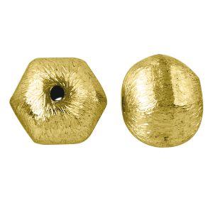 BG-183 18K Gold Overlay Hexagon Shape Brushed Bead Beads Bali Designs Inc 