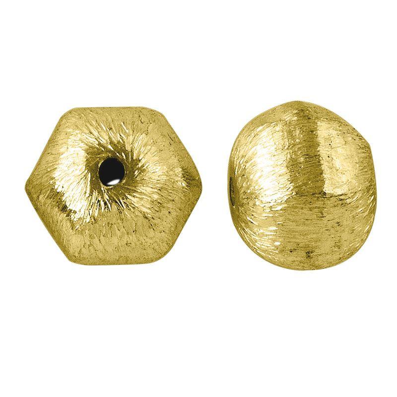 BG-183 18K Gold Overlay Hexagon Shape Brushed Bead Beads Bali Designs Inc 