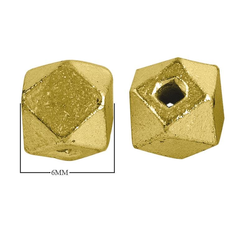 Handcrafted faceted geometric cube bead made of copper with 18K gold overlay, crafted in India.