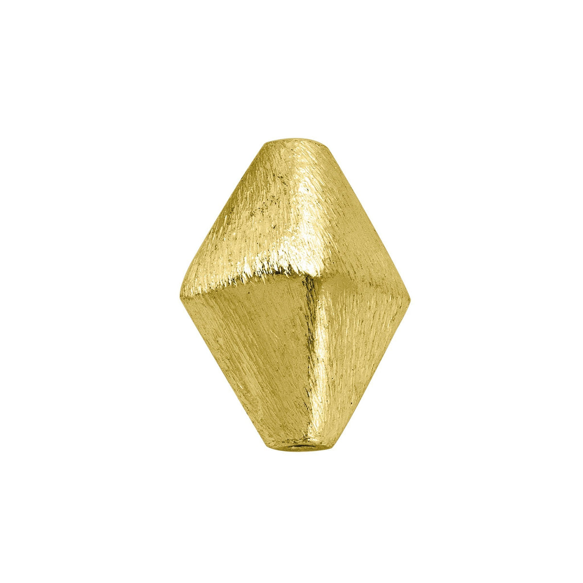 Handcrafted diamond-shaped bead with 18K gold overlay over copper, ideal for DIY jewelry making.