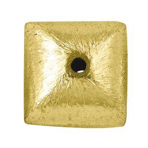 BG-187-12MM 18K Gold Overlay Square Shape Brushed Bead Beads Bali Designs Inc 