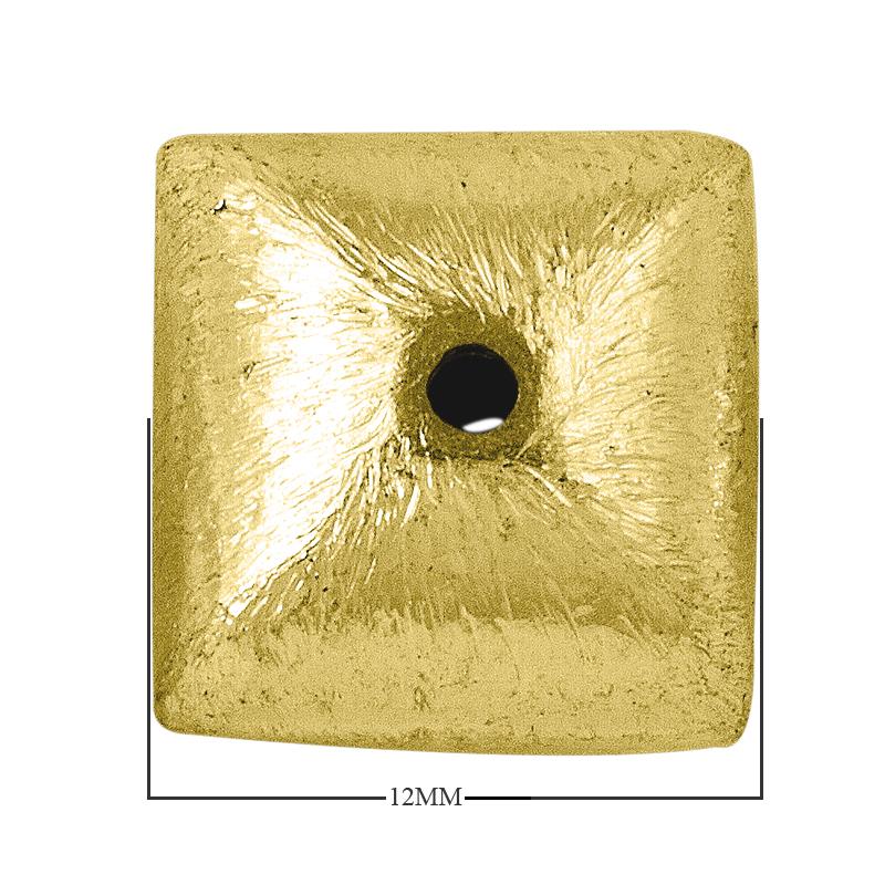BG-187-12MM 18K Gold Overlay Square Shape Brushed Bead Beads Bali Designs Inc 