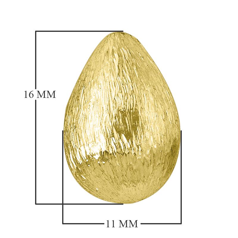 Handcrafted Brushed Gold Overlay Teardrop Bead