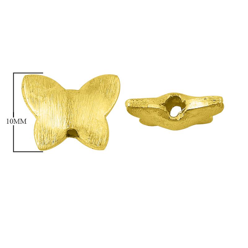 BG-206 18K Gold Overlay Butterfly Shape Brushed Bead Beads Bali Designs Inc 