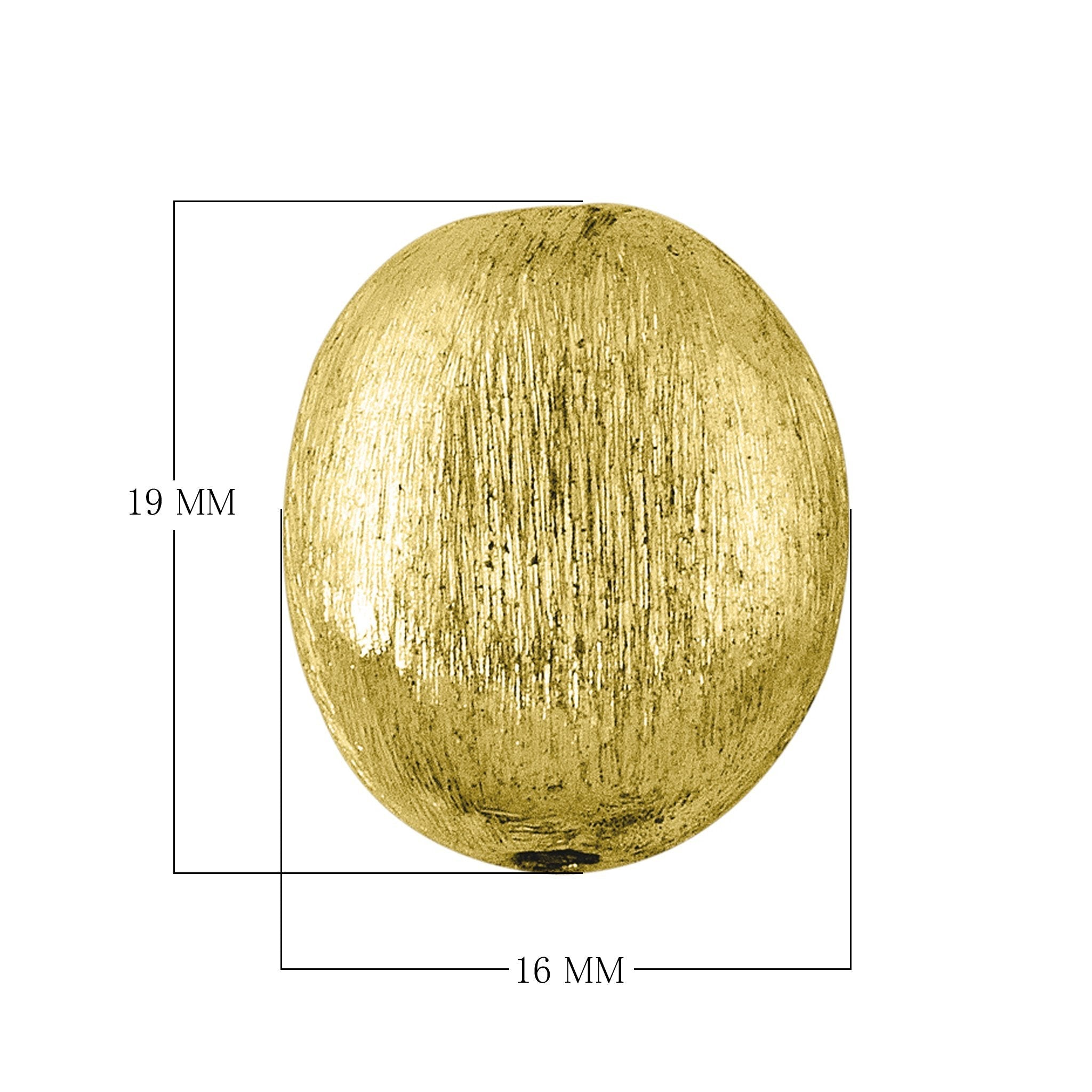BG-222 18K Gold Overlay Oval Shape Brushed Bead Beads Bali Designs Inc 