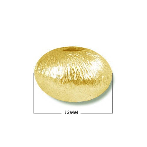 BG-229 18K Gold Overlay Flat Round Shape Brushed Bead Beads Bali Designs Inc 13MM 