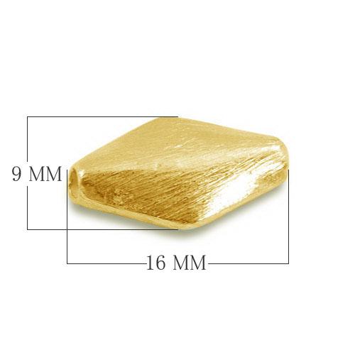 BG-232 18K Gold Overlay 3D Rhombus Shape Brushed Bead Beads Bali Designs Inc 