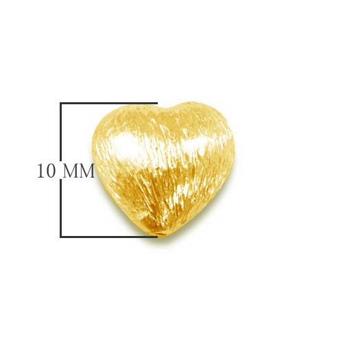 BG-235 18K Gold Overlay Heart Shape Brushed Bead Beads Bali Designs Inc 