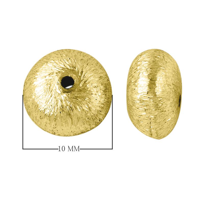 BG-243 18K Gold Overlay Round Shape Brushed Bead Beads Bali Designs Inc 