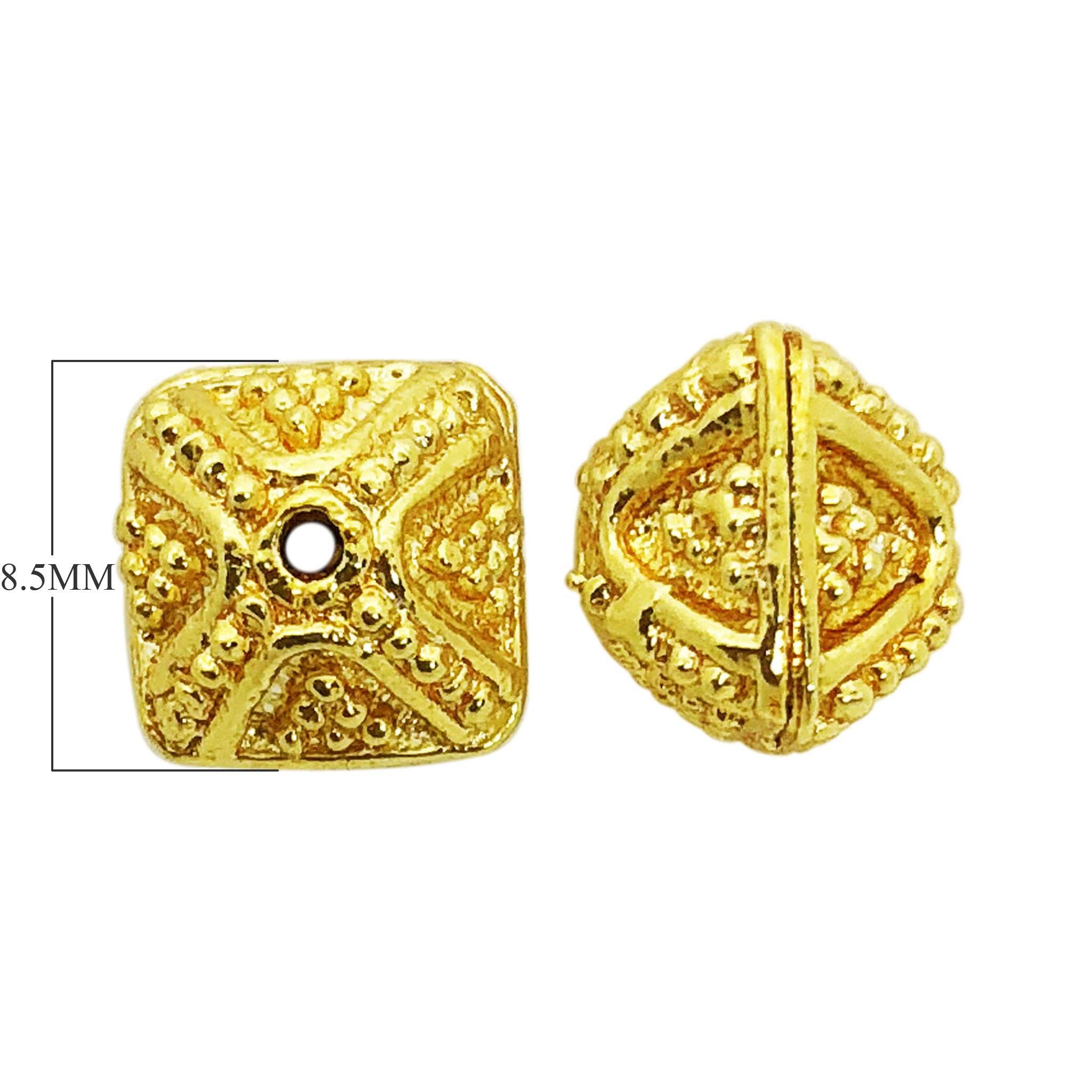 Handcrafted square filigree bead with 18K Gold Overlay Over Copper made in India