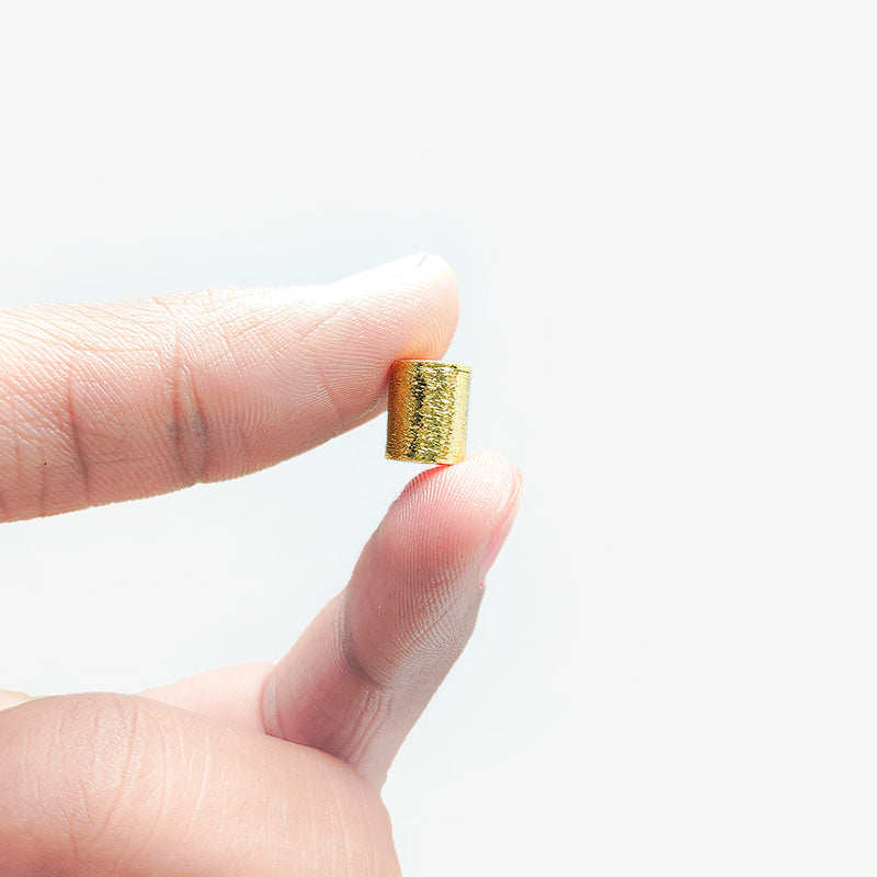 Handcrafted cylinder shape brushed bead with 18K Gold Overlay Over Copper made in India