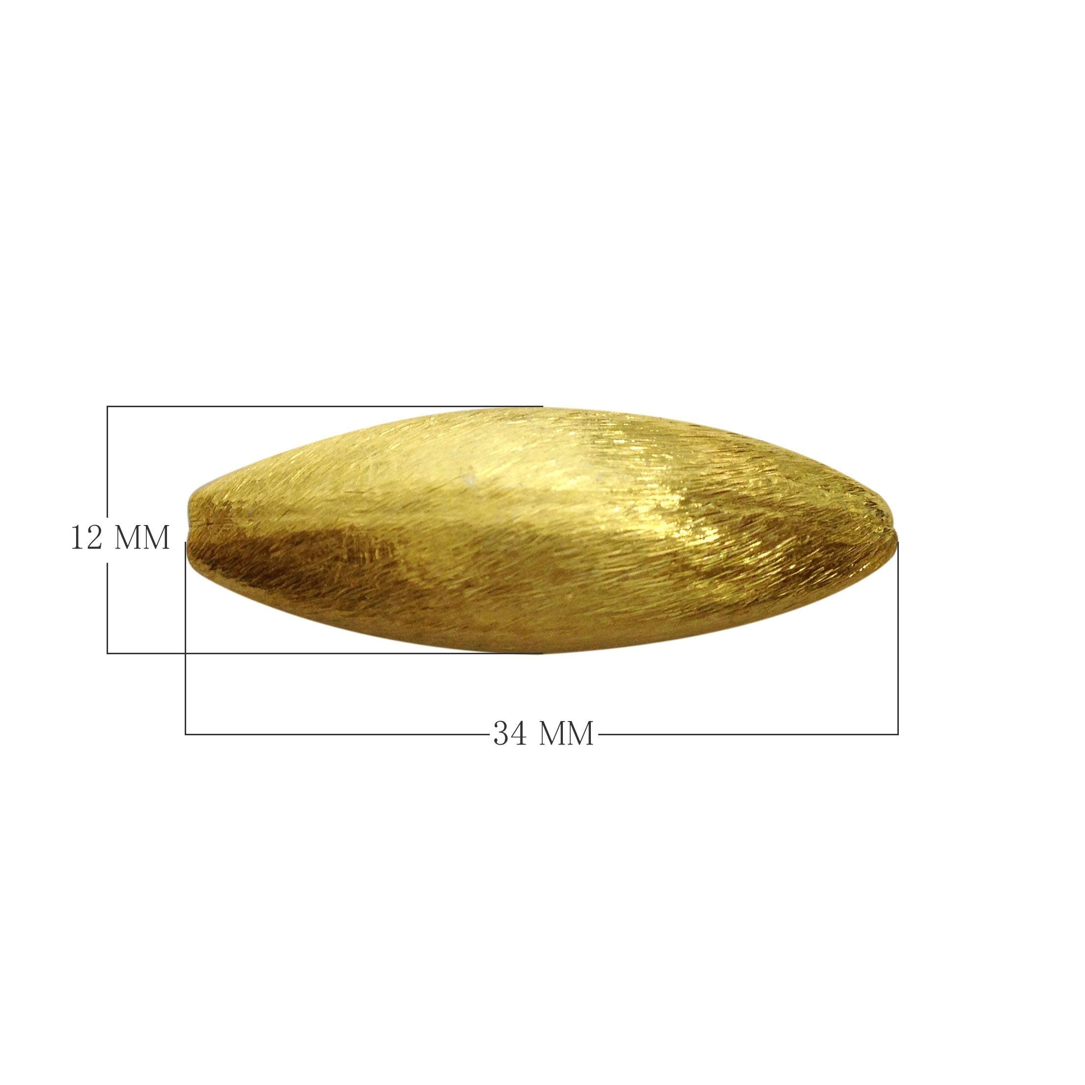 BG-322 18K Gold Overlay Marquise Shape Brushed Bead Beads Bali Designs Inc 