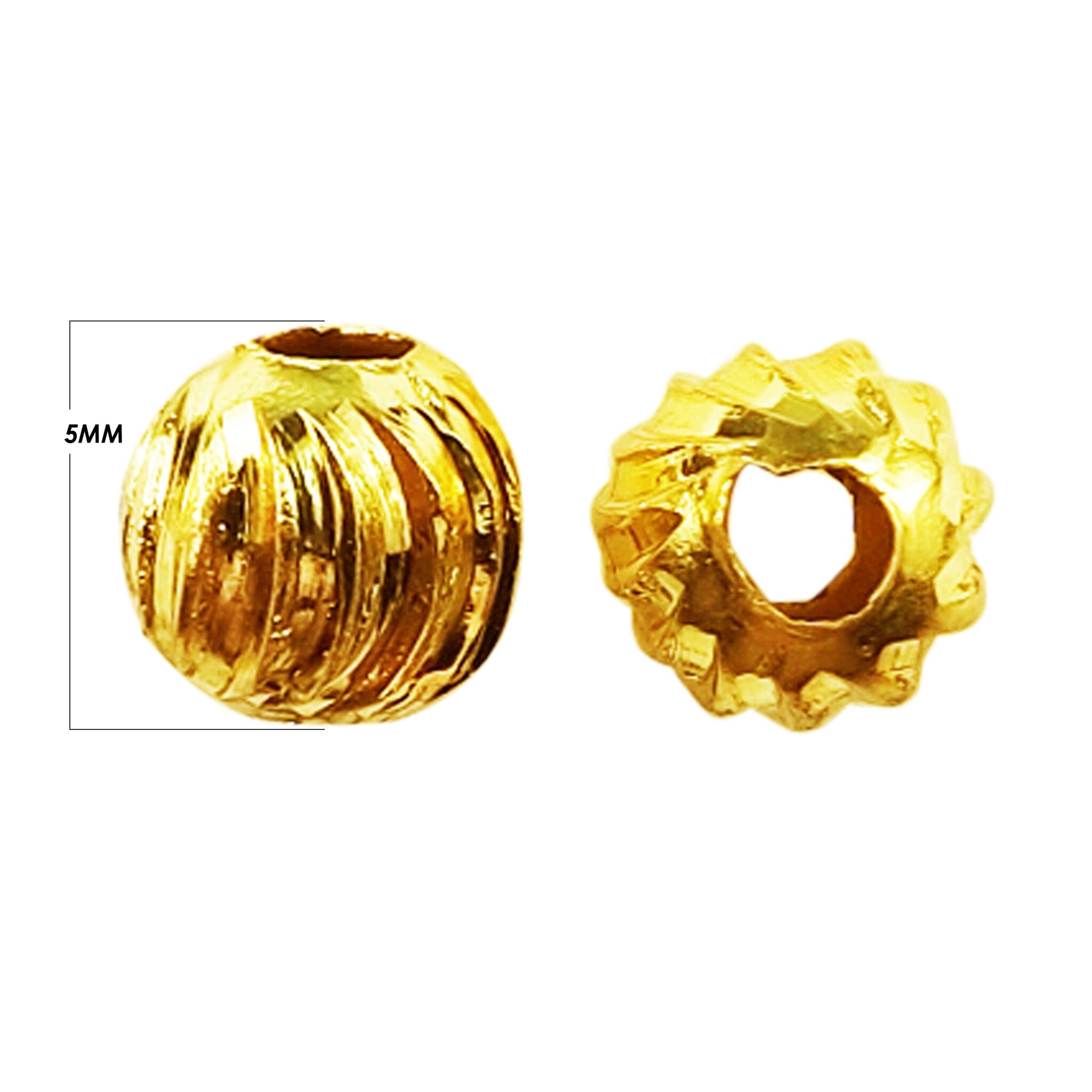 Elegant 18K gold overlay copper bead with beaded design handcrafted in India for jewelry making