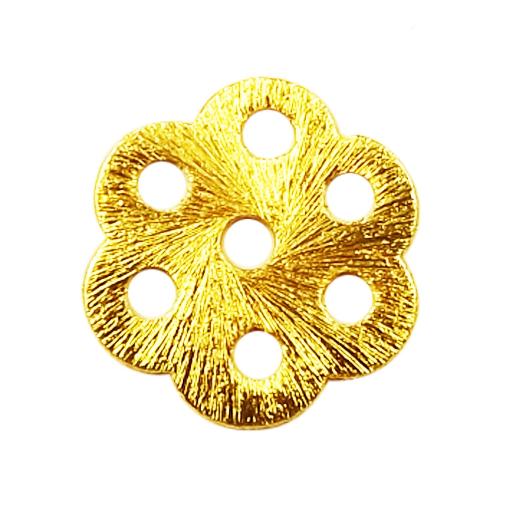 Elegant 18K gold overlay floral spacer bead from India for handmade jewelry designs