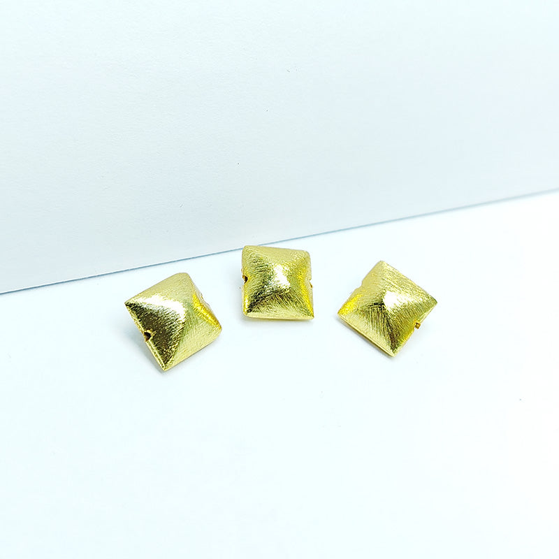 Geometric square jewelry bead with 18K gold overlay over copper handcrafted in India