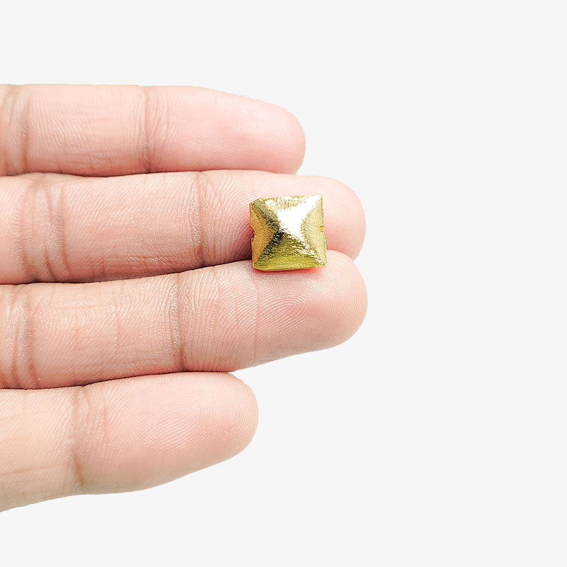 Geometric square jewelry bead with 18K gold overlay over copper handcrafted in India