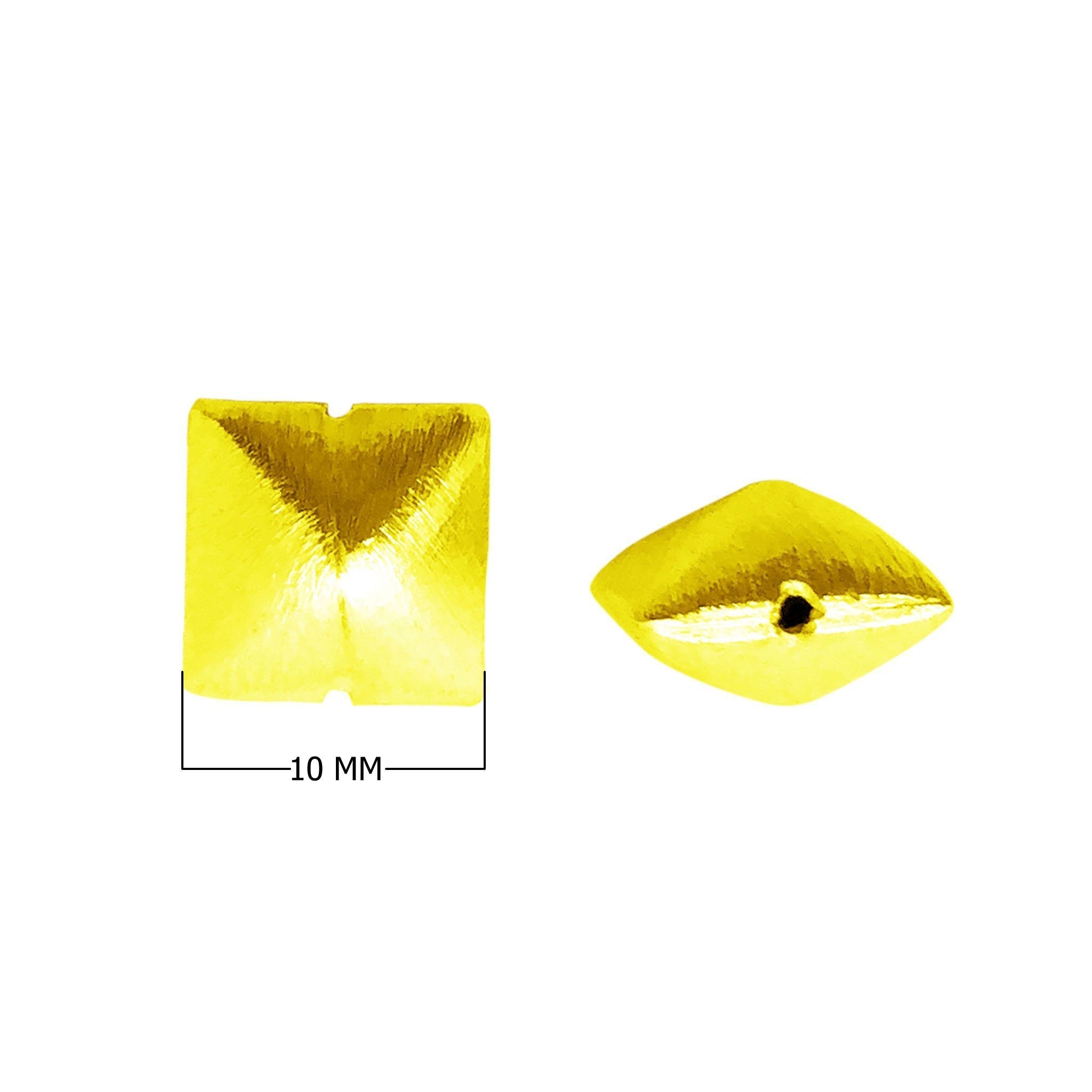 BG-375 18K Gold Overlay Square Shape Brushed Bead Beads Bali Designs Inc 