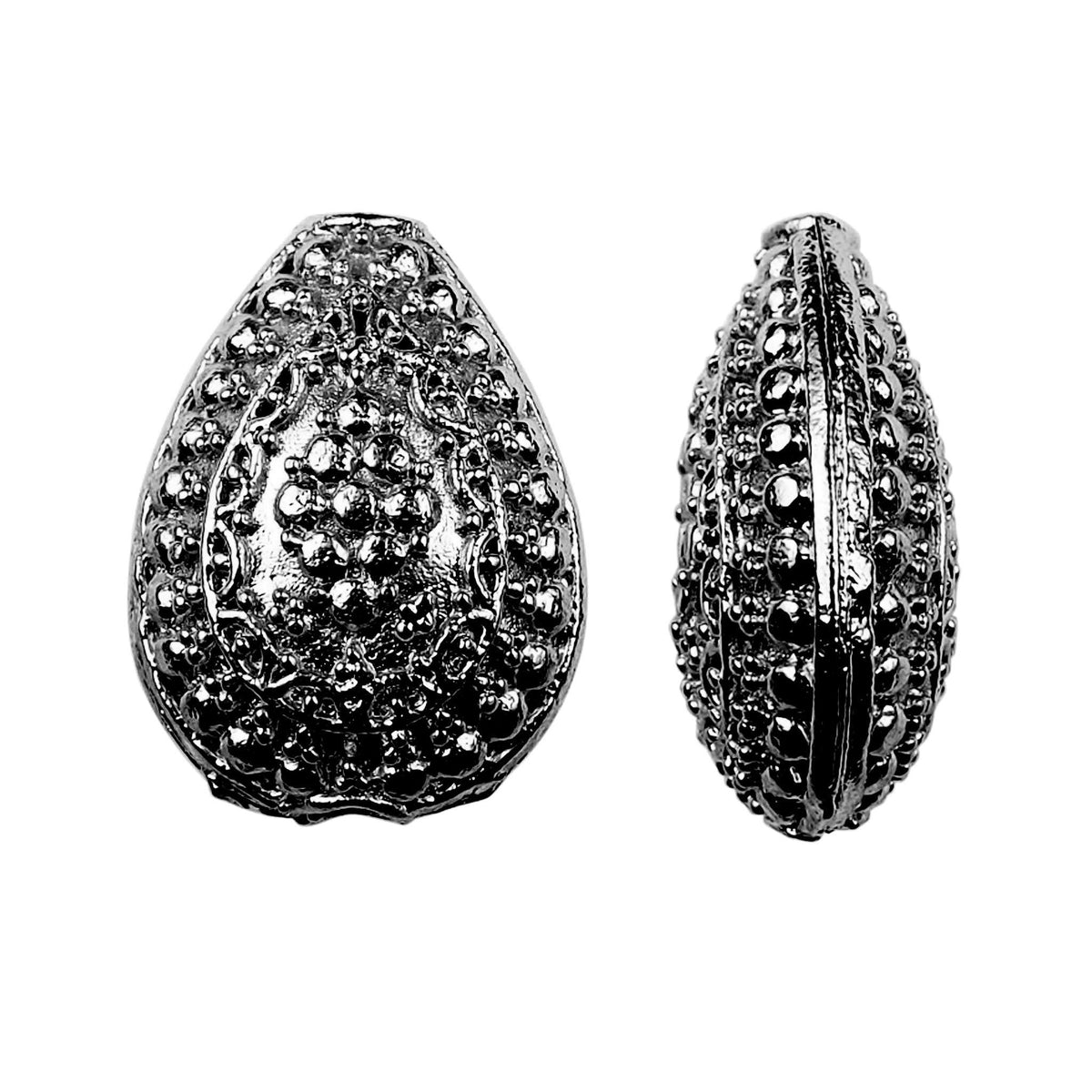 BR-144 Black Rhodium Overlay Designer Pear Shape Bali Bead Beads Bali Designs Inc 