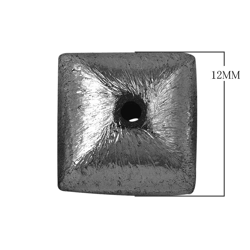 BR-187-12MM Black Rhodium Overlay Square Shape Brushed Bead Beads Bali Designs Inc 
